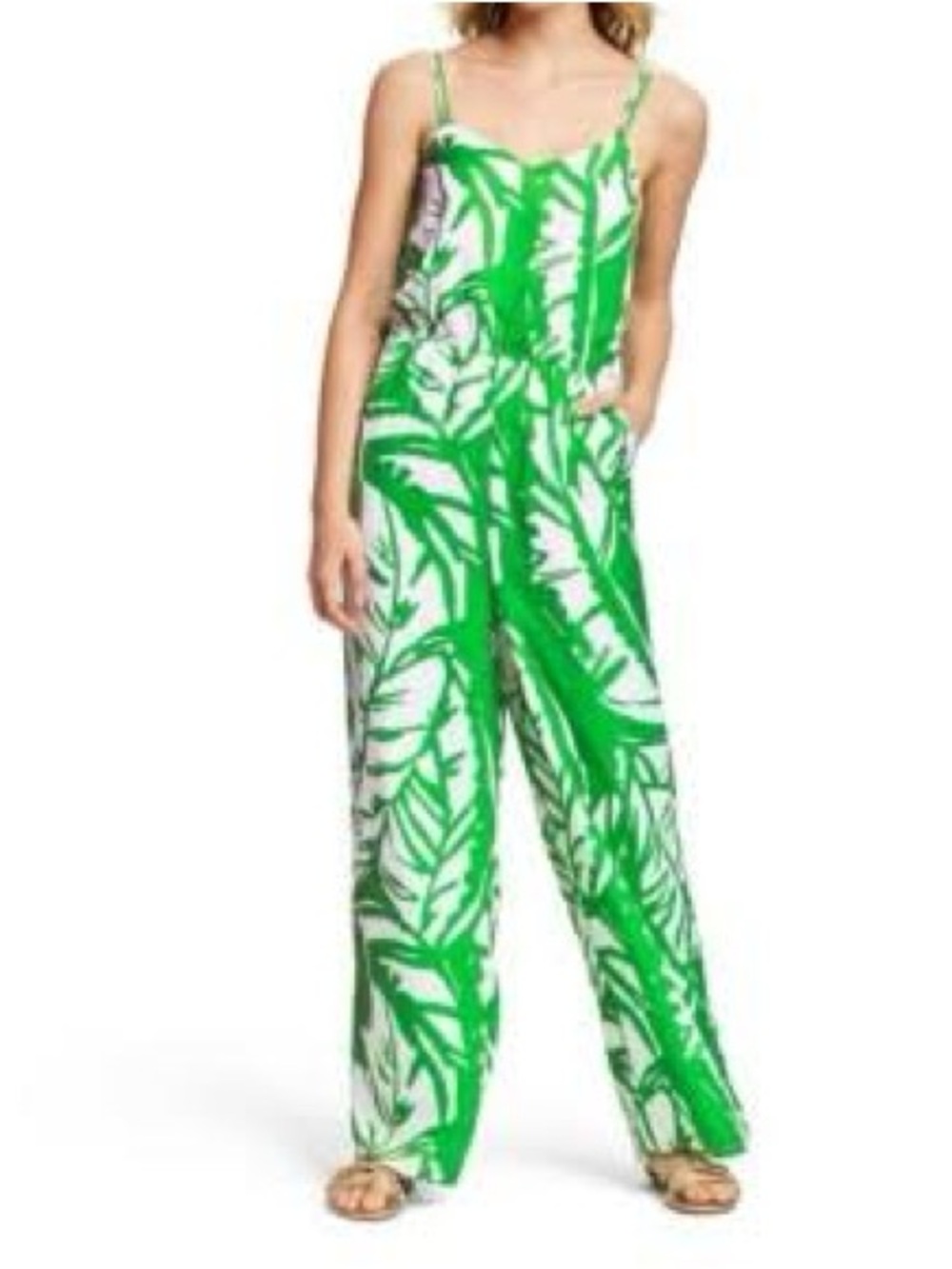 Lilly Pulitzer for Target Green & White Tropical Leaf Jumpsuit